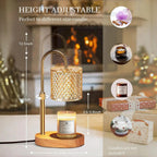 UK SELER Electric Candle Lamp Warmer with Timer Dimmer, Adjustable Height, Gold Wooden Base, Perfect Home Decor Gift