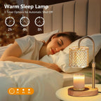 UK SELER Electric Candle Lamp Warmer with Timer Dimmer, Adjustable Height, Gold Wooden Base, Perfect Home Decor Gift